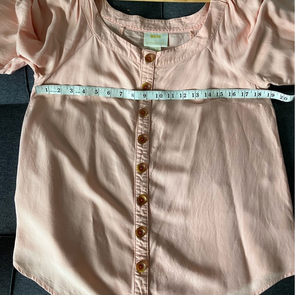 MAEVE ANTHROPOLOGIE Peach Pink Rayon Cotton Blend Off the Shoulder Blouse Size 6 - Picture 10 of 13